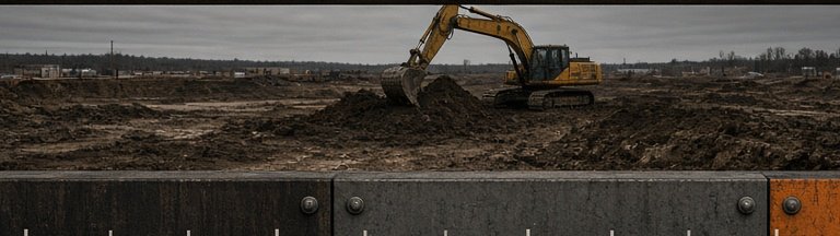 Excavator working formation on a groundworks site